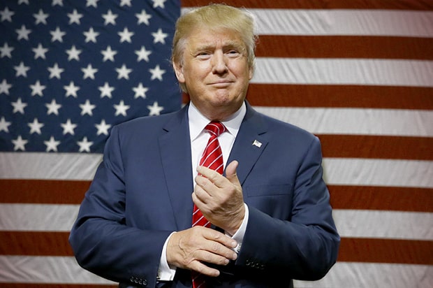 Donald Trump Smiling in Front of USA Flag
